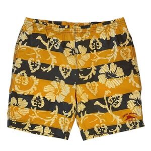Tommy Bahama Relax Men's Size XXL Yellow Floral Striped Swim Trunks Mesh Lined